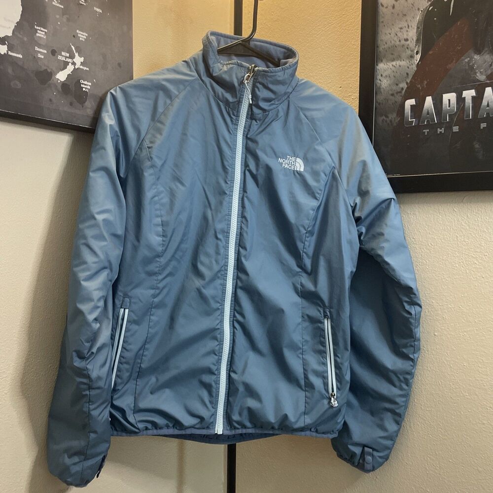 The North Face Womens Jacket Windbreaker Blue Full Zip Pockets Small